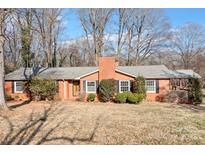 Charming brick home with manicured landscaping, black shutters, and mature trees at 3515 Back Creek Church Rd, Charlotte, NC 28213
