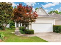 Charming home with a two-car garage, beautiful landscaping, and a well-manicured lawn at 17513 Hawks View Dr, Fort Mill, SC 29707