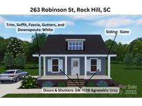 Charming home design features slate siding, white trim, and SW 7029 Agreeable Gray doors and shutters at 263 Robinson St, Rock Hill, SC 29730