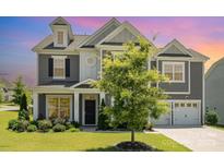 Charming two-story home with gray siding, white trim, and a well-manicured lawn at 8420 Golden Stone Ln # 138, Fort Mill, SC 29707
