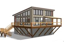 Modern two-story home with a spacious deck and large windows, offering ample natural light at 3565 Big Timber Dr, Sherrills Ford, NC 28673