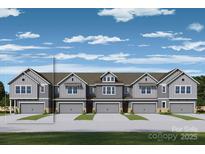 Charming townhome with a gray exterior, a one-car garage, and lush green lawn at 164 Quartz Hill Way, Waxhaw, NC 28173