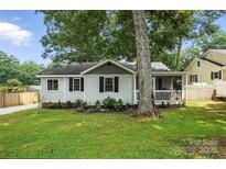 Charming single-story home with light gray siding, black shutters, and well-manicured lawn at 602 Unity St, Fort Mill, SC 29715