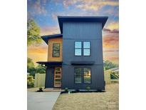 Modern two-story home featuring a mix of wood and dark siding, complemented by a freshly landscaped front yard at 101 Bryan St, Kannapolis, NC 28083