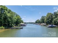 Expansive waterfront view showcasing a boat dock and lake access at 584 Williamson Rd, Mooresville, NC 28117