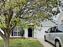 Charming single-story home with well-maintained lawn and gray siding, complemented by a tree and vehicle parked in the driveway at 1703 Southwind Dr, Charlotte, NC 28216
