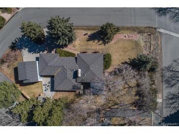 Birds eye view of charming home with mature trees and well-maintained lawn at 2605 Crabapple Ct, Golden, CO 80401