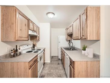 Functional kitchen with light wood cabinets, and standard appliances at 16259 W 10Th Ave # K1, Golden, CO 80401