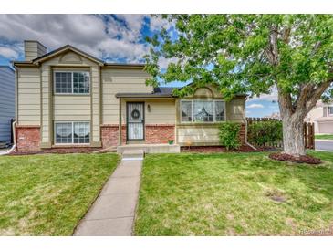 Charming home features a well-manicured lawn and lovely landscaping at 4302 Nepal St, Denver, CO 80249