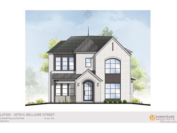 Stunning new construction home with a white brick exterior and modern design elements at 1679 Bellaire St, Denver, CO 80220