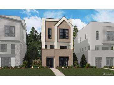 New home with modern design, neat front lawn, and attractive curb appeal in a Gathering-friendly neighborhood at 11481 E Briarwood Cir, Centennial, CO 80112