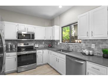 Well-equipped kitchen with stainless steel appliances, ample counter space, and modern finishes at 10693 W 63Rd Dr # 106, Arvada, CO 80004