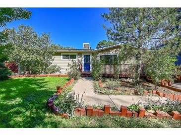 Ranch style home with landscaped yard and inviting front entrance at 7115 Geneva Ct, Lakewood, CO 80214