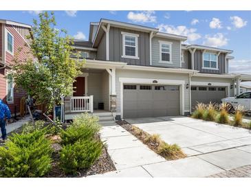 Charming two-story townhome with a two-car garage and well-maintained landscaping at 9503 Richfield St, Commerce City, CO 80022