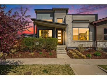 Beautiful modern home with well-maintained landscaping and attractive architectural details at 9051 E 61St Ave, Denver, CO 80238