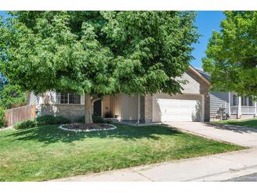 Charming home featuring a well-manicured lawn and a large tree, providing shade and curb appeal at 5332 S Lisbon Way, Centennial, CO 80015