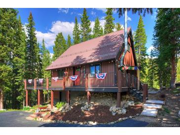 Charming cabin exterior featuring a welcoming deck and beautiful surroundings at 324 County Road 672, Breckenridge, CO 80424