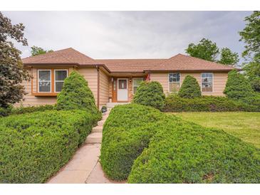 Charming single-Gathering home boasts a well-manicured lawn and mature landscaping at 4162 S Dunkirk Way, Aurora, CO 80013