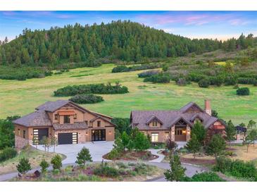 Stunning luxury homes with stone and stucco exterior and professionally landscaped front yard at 2480 Castle Butte Dr, Castle Rock, CO 80109