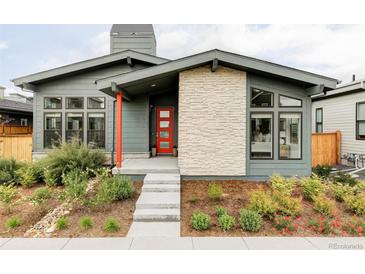 Charming single-Gathering home showcasing a modern exterior with stone accents and a landscaped front yard at 6251 N Galena St, Denver, CO 80238