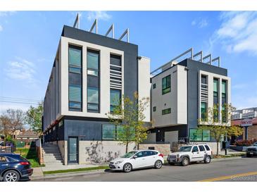 Modern townhome with a striking exterior and a clean, contemporary design at 2150 S Delaware St, Denver, CO 80223