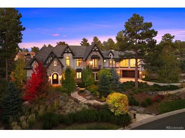 Elegant two-story home with stone accents and a beautifully landscaped yard at 2198 Avenida Del Sol, Castle Rock, CO 80104