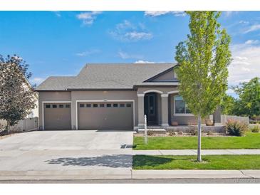 House exterior with landscaping and two-car garage at 19802 E 54Th Ave, Denver, CO 80249