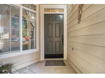 Charming front entryway featuring a decorative glass window and a solid wood door at 14400 Albrook Dr # 43, Denver, CO 80239