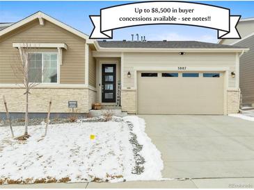 Charming single-Gathering home with a two-car garage and a welcoming front entrance at 3887 Grand Baker St, Aurora, CO 80019