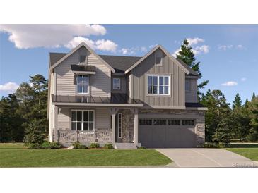 Charming two-story home with stone accents, covered porch, and inviting curb appeal in a well landscaped area at 10816 Snowdon St, Parker, CO 80134