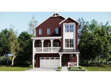 Charming two-story home featuring a spacious garage and a welcoming front porch, perfect for relaxing outdoors at 7293 Waterleaf Trl, Littleton, CO 80125