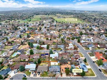 Stunning aerial view of the neighborhood, near Addenbrooke Park and featuring 638 S Dudley at 638 S Dudley St, Lakewood, CO 80226