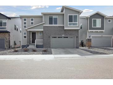 Charming two-story home with brick accents and a well-manicured front yard at 741 Simmental Loop, Castle Rock, CO 80104