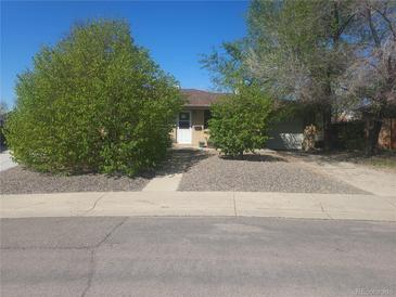 Charming single-story home with mature landscaping and a welcoming front entrance at 8611 Emerson Ct, Denver, CO 80229