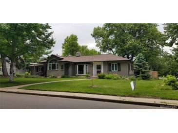Charming single-story home with a well-maintained lawn, mature trees, and inviting curb appeal at 801 S Steele St, Denver, CO 80209