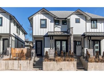 Charming modern townhomes feature striking curb appeal with stylish architectural details and landscaping at 8 S Colorado Blvd, Denver, CO 80246