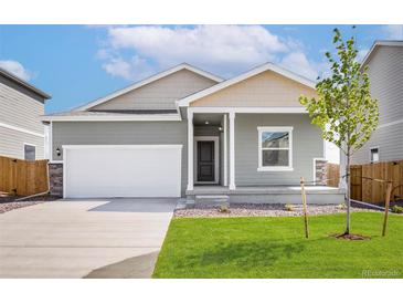 Charming single-Gathering home with a two-car garage and well-manicured lawn at 48280 Shetland Dr, Bennett, CO 80102