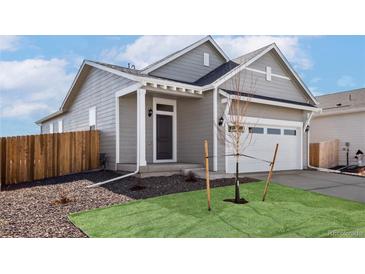 Charming home featuring a well-manicured lawn and a two-car garage, perfect for suburban living at 9376 Yampa Ct, Commerce City, CO 80022