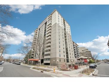 Modern high rise exterior featuring private balconies, updated landscaping and stunning city views at 2 Adams St # 705, Denver, CO 80206