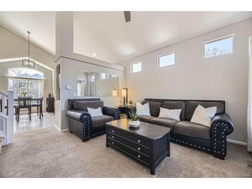 Cozy living room boasts modern decor, comfortable seating, and ample natural light at 4708 Rock Pipit Ct, Highlands Ranch, CO 80126