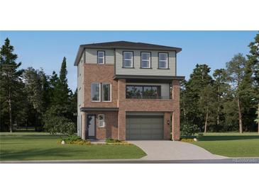 Beautiful, modern two-story home featuring a brick facade and attached two-car garage at 7736 S Cherokee Trl, Centennial, CO 80016