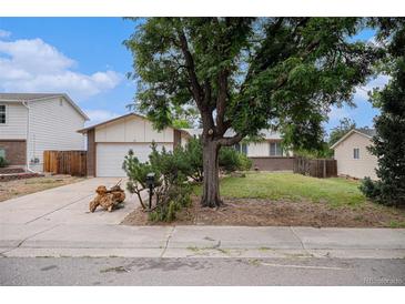 Charming single-story home featuring an attached garage and a well-maintained front yard with mature tree at 2832 S Mobile St, Aurora, CO 80013