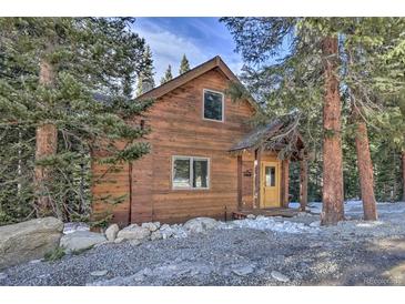 Charming wood cabin nestled among tall trees, offering a cozy and private retreat at 609 Brook Dr, Idaho Springs, CO 80452