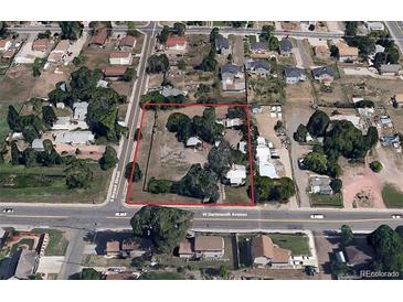 Aerial view of property showing its location and surrounding area at 2561 W Dartmouth Ave, Denver, CO 80236