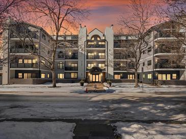 Upscale three-story building with snow-covered street at 345 Fillmore St # 407, Denver, CO 80206