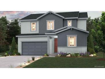 Charming two-story home with landscaped yard and a gray-tone exterior at 1350 Loraine N Cir, Lafayette, CO 80026