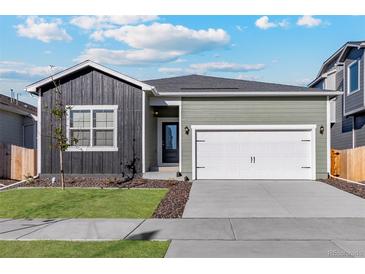 Charming single-Gathering home with a two-car garage, a well-manicured lawn, and a contemporary design at 869 Sawdust Dr, Brighton, CO 80601