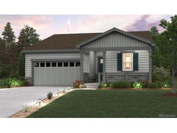 Charming single-Gathering home with a covered front porch, a two-car garage, and professionally landscaped yard at 25023 N 34Th Ave, Aurora, CO 80019