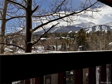 Wonderful view of the mountain and ski area from the balcony with ski runs visible at 305 S Park Ave # 402, Breckenridge, CO 80424