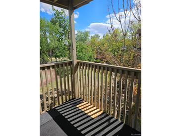 This balcony has great views of the green space and is a great place to sit and enjoy the outdoors at 1304 S Parker Rd # 13, Denver, CO 80231